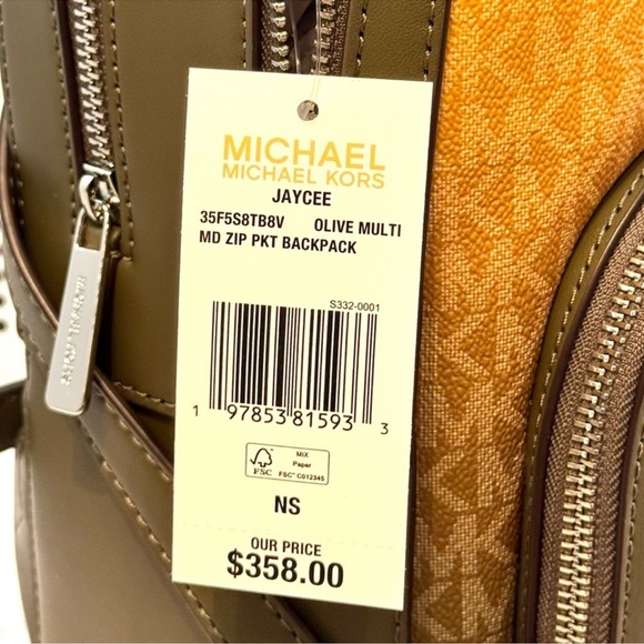 Michael Kors Jaycee Medium Ombré Signature Logo Backpack Olive Combo - Picture 10 of 10